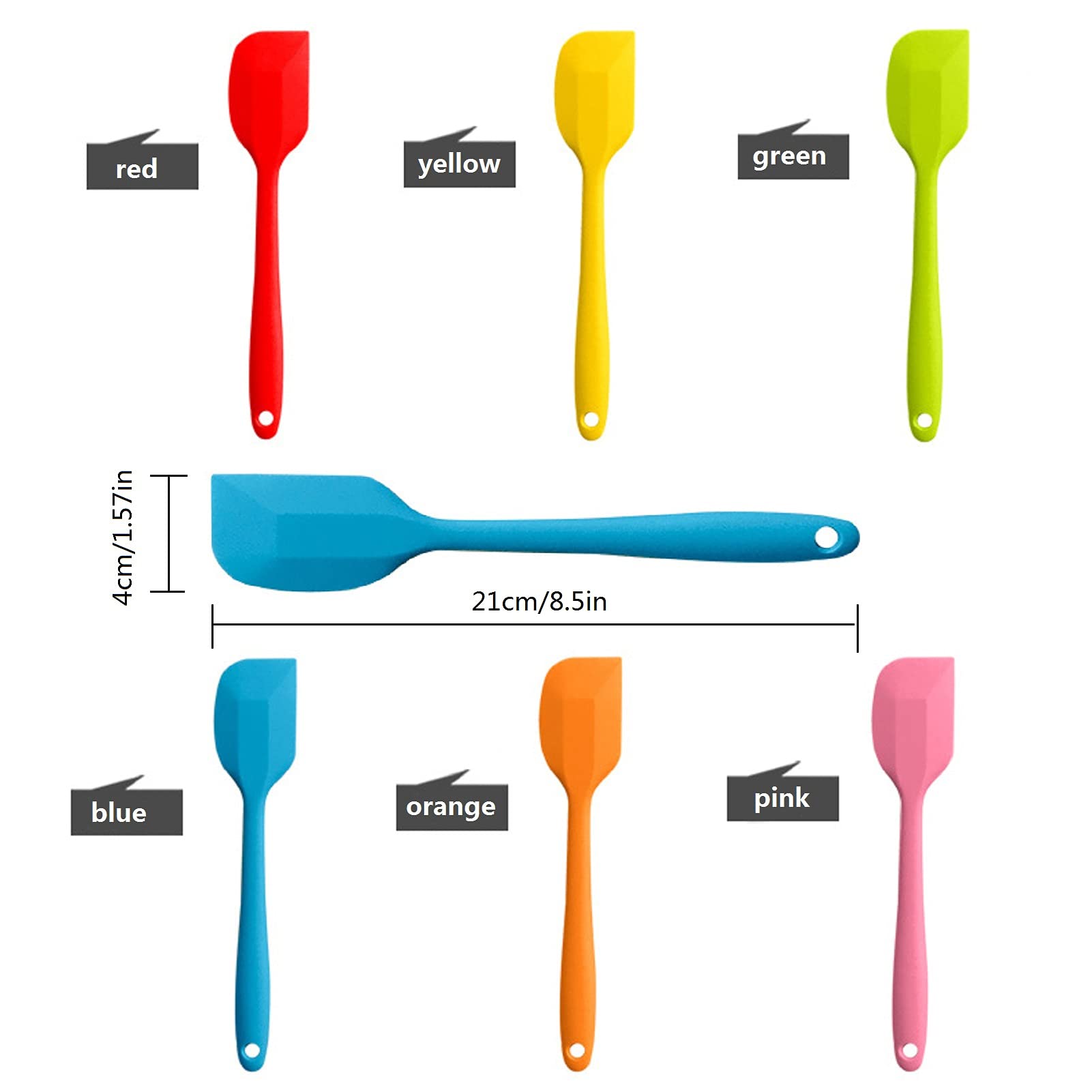8 Pieces Silicone Spatulas,8.5 Inch Non-Stick Spatulas With Stainless Steel Core,Heat Resistant-500?, One Piece Design,Food Grad
