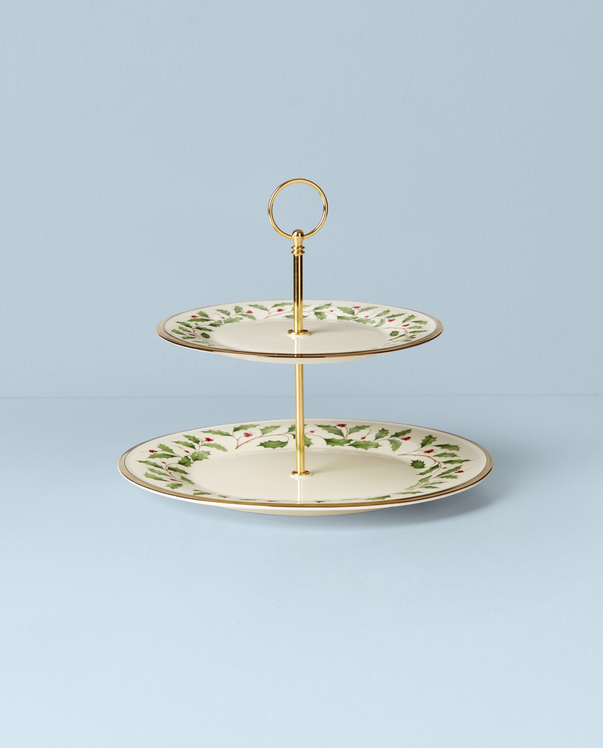 Lenox Holiday 2-Tiered Server, 2.73, Red & Green