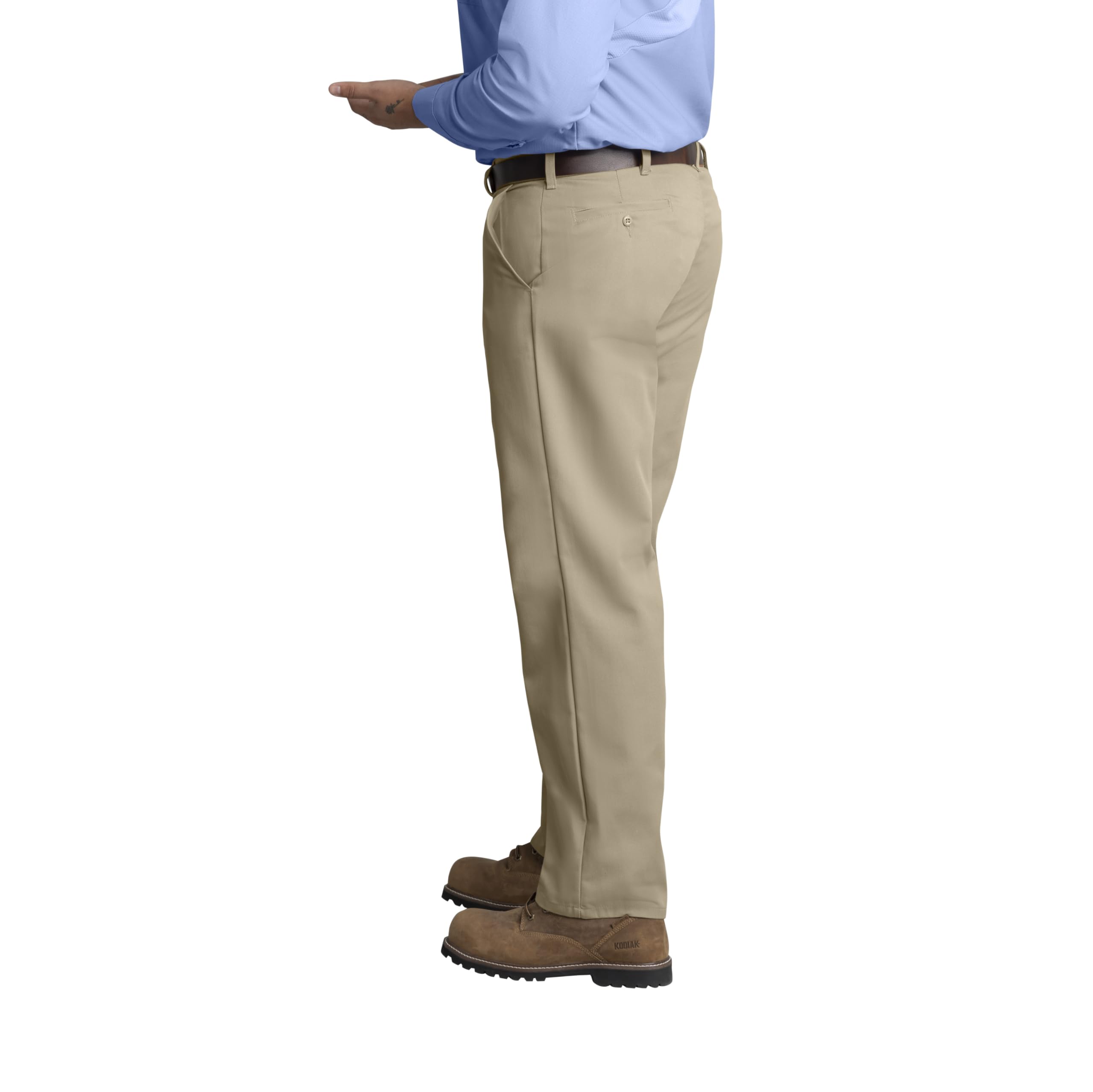 Red Kap Mens Stain Resistant, Flat Front Work Pants, Khaki, 33W X 34L