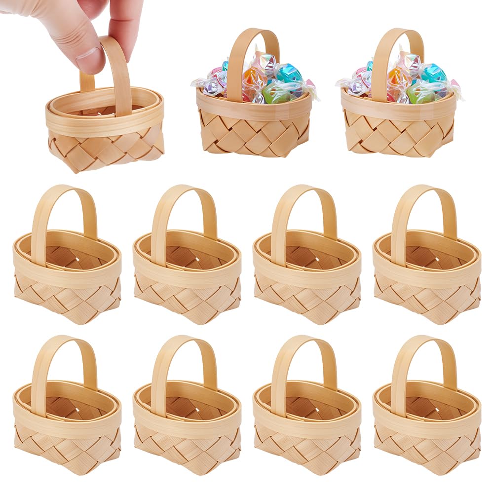 INTERWARM 40 Pack Mini Woven Baskets with Handles, Mini Weaving Baskets