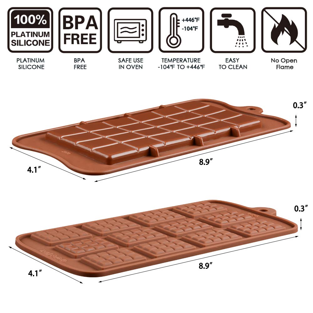 Silicone Break Apart Chocolate Molds - Candy Protein And Energy Bar Silicone Mold
