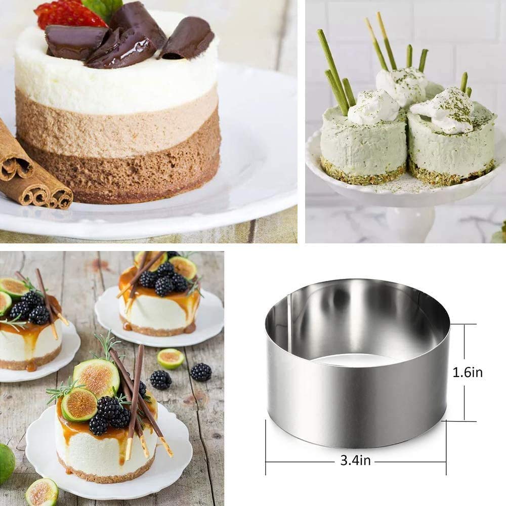 Round Cake Rings Cake Molds Set Of 8, Stainless Steel Mousse And Pastry Mini Baking Ring Mold, Food Rings Dessert Rings Set Incl