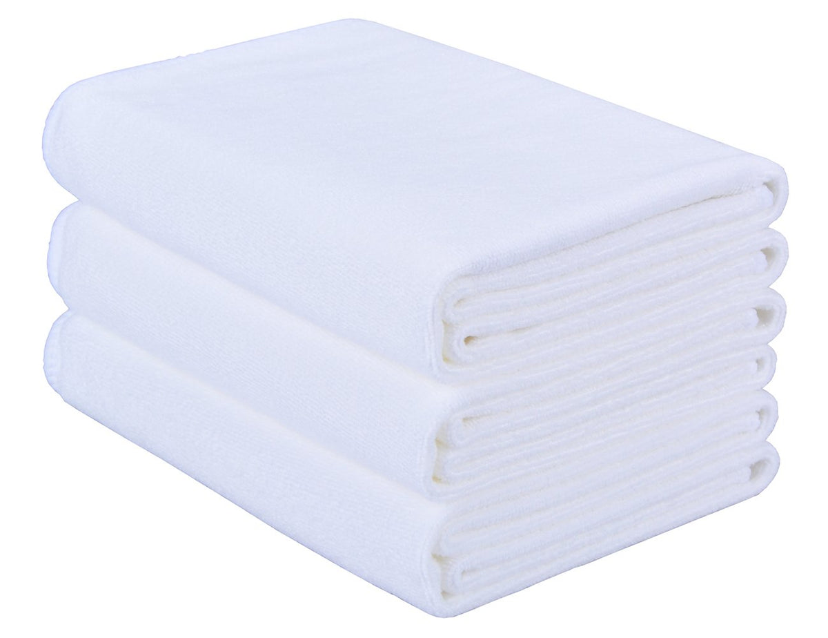 Hopeshine Microfiber Soft Hotel Towel Fast Drying Sports Towel Travel Gym Towels 3-Pack 16Inch X 32Inch (White)