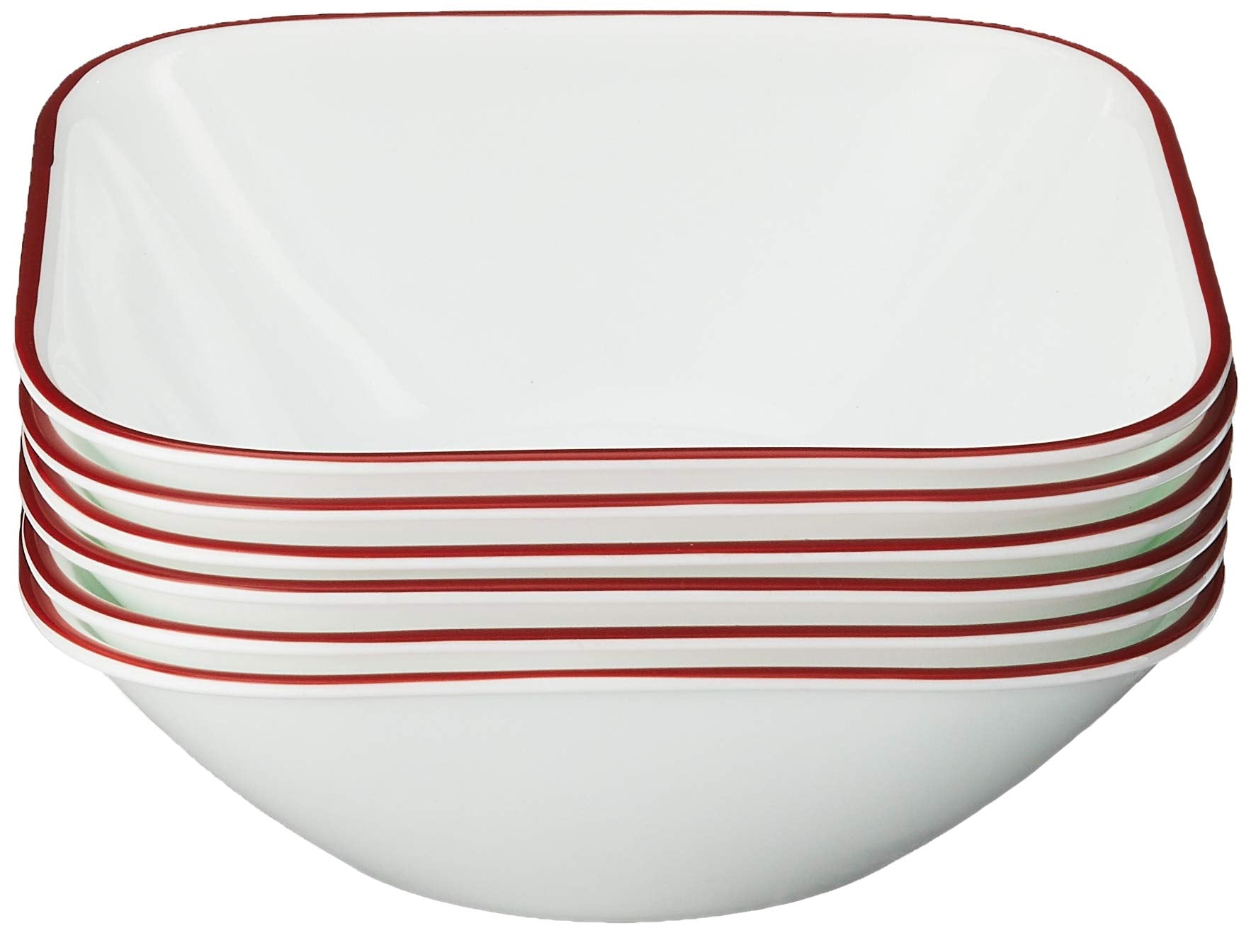 Corelle Vitrelle 6-Piece (22-Oz) Cereal Soup Bowls, Triple Layer Glass And Chip Resistant, Lightweight Square Dinnerware Bowl Se