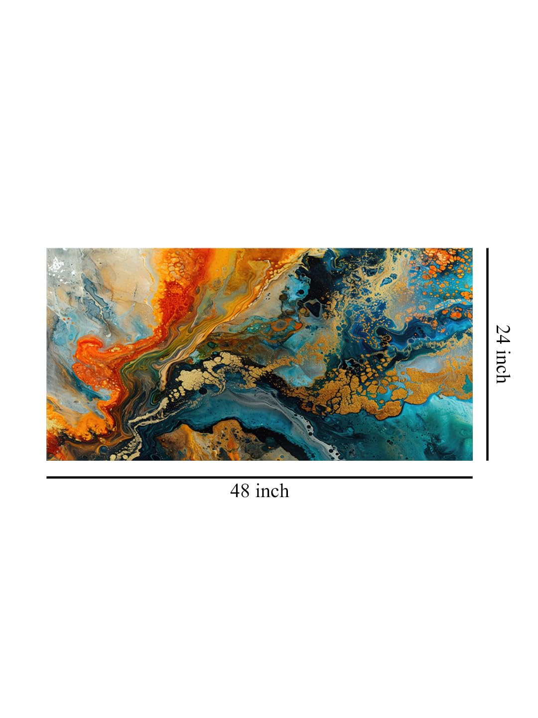 999Store Fiery Abstract Canvas Painting - Bold Red And Blue Art Print - Dynamic Wall Art 24X48 Inches Framed Art (Flp24480726)