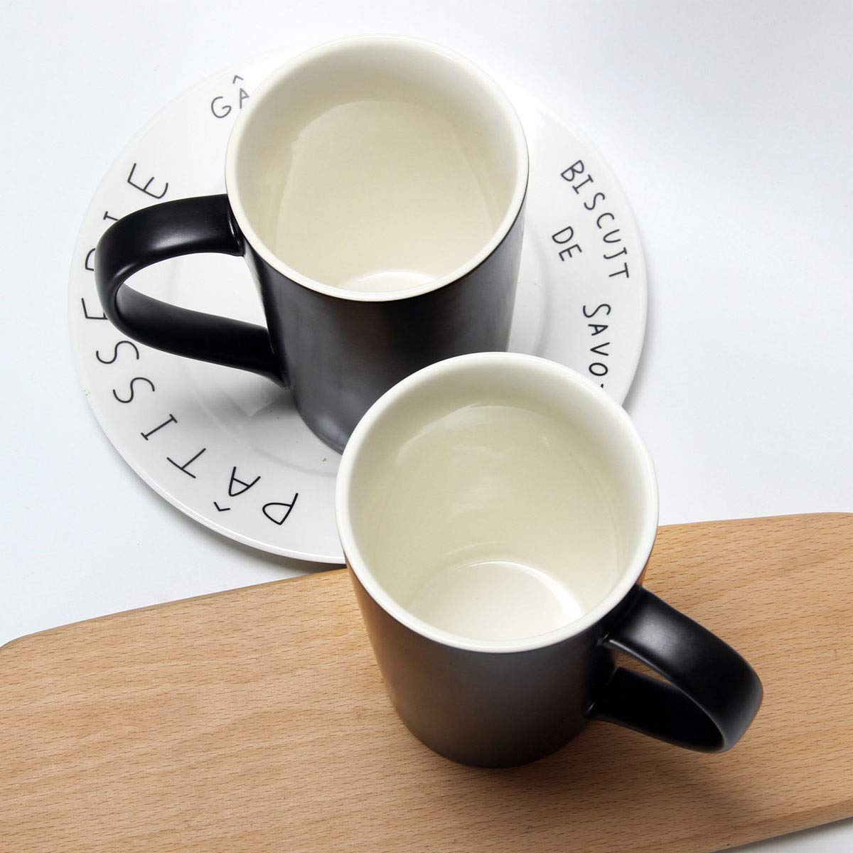 Smilatte 20 Oz Large Coffee Mugs, M007 Plain Tall Ceramic Cup With Handle For Dad Men, Set Of 2, Black