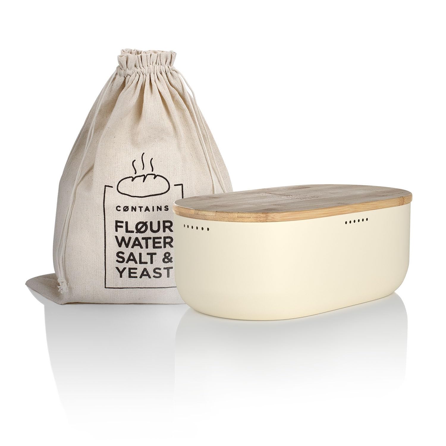 Lars Nysm Bread Box I Metal Bread Box With Linen Bread Bag For Long Lasting Freshness I Bread Box With Bamboo Lid Usable As Cutt