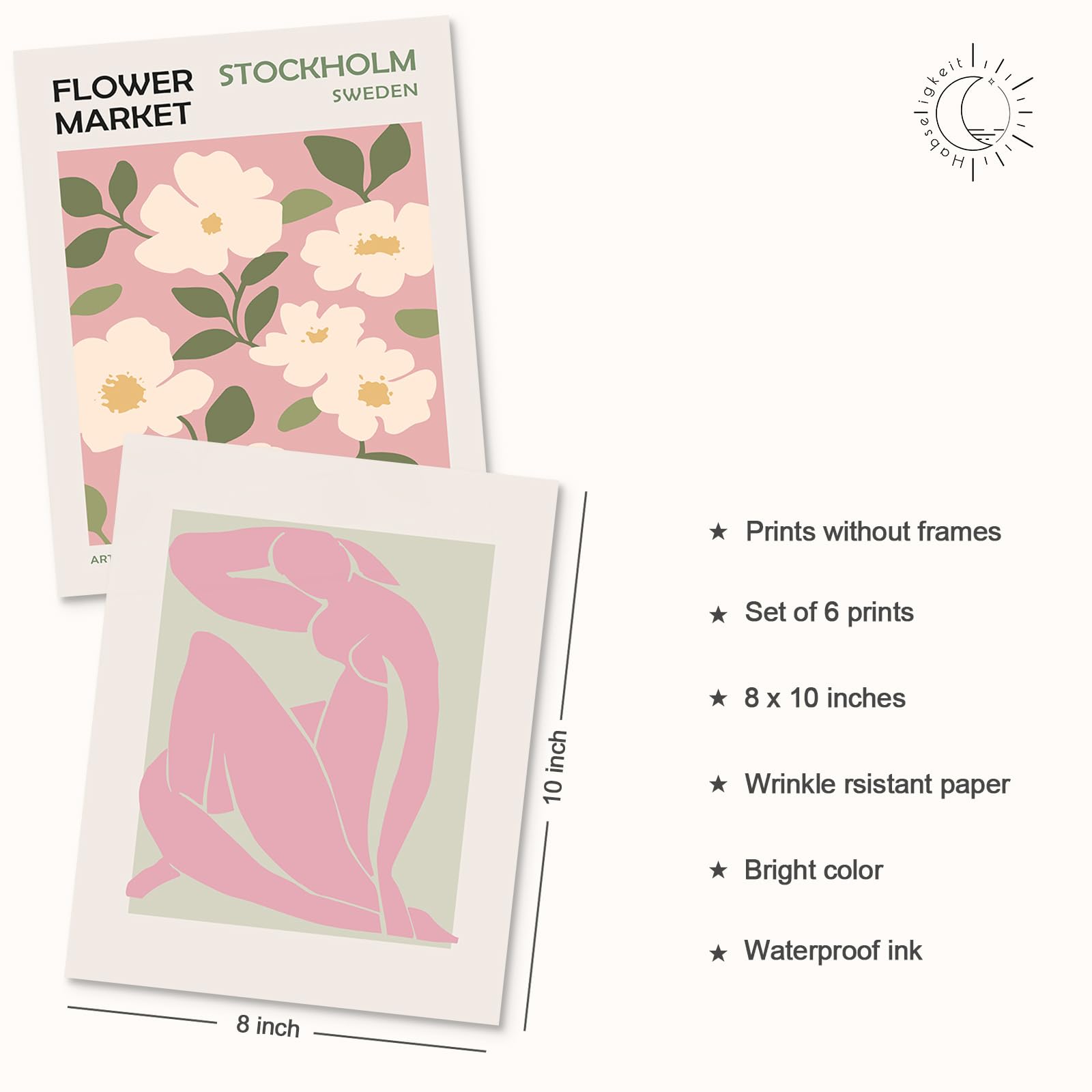 Habseligkeit Flower Market Posters Aesthetic, Matisse Abstract Wall Art Prints Danish Pastel Pink Wall Decor, Floral Wall Art Pr