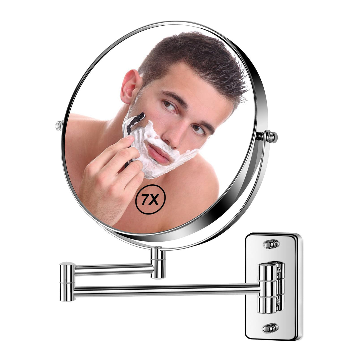 Btremary 8    Wall Mounted Magnifying Makeup Mirror 1X/7X Wall Mount Mirror Swing Arm Two-Sided 360 Swivel Bathroom Shaving Mirr