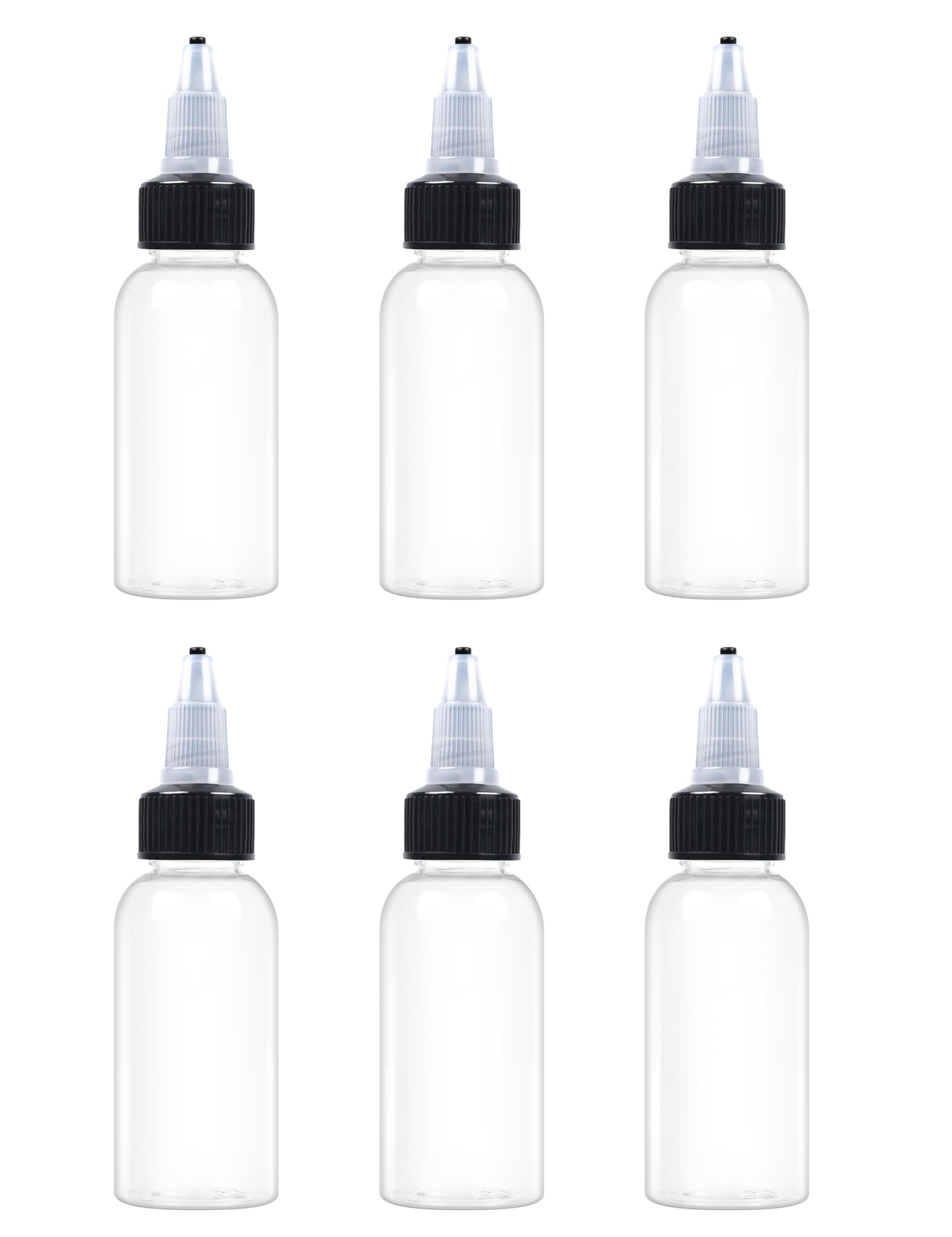Eosau 6 Pcs 1Oz Plastic Squeeze Bottles With Twist Top Cap, 30Ml Clear Dispensing Bottles, Empty Squirt Bottle For Liquids, Sauc