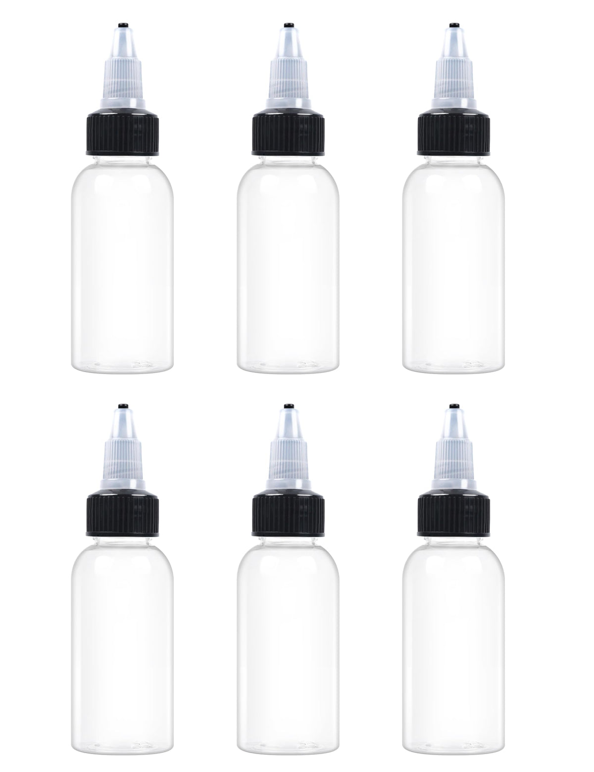 Eosau 6 Pcs 1Oz Plastic Squeeze Bottles With Twist Top Cap, 30Ml Clear Dispensing Bottles, Empty Squirt Bottle For Liquids, Sauc