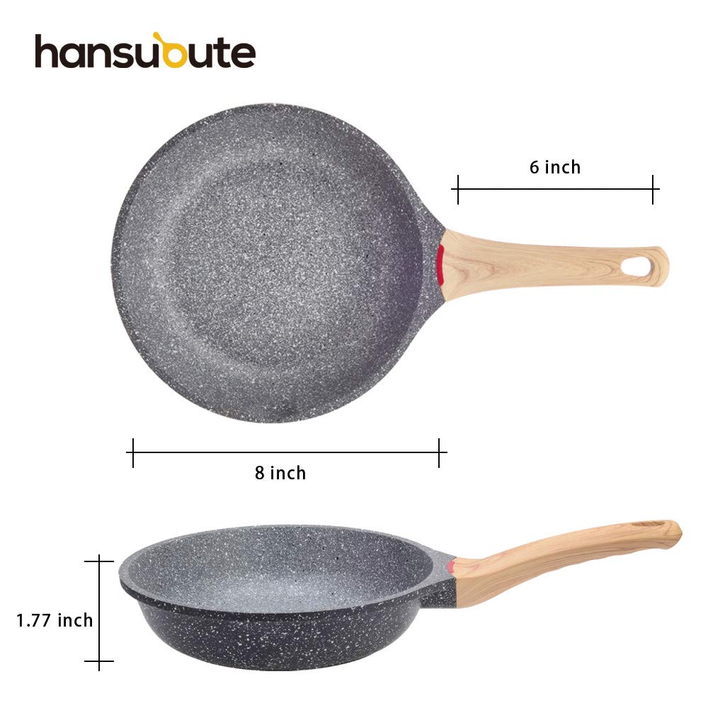 hansubute Nonstick Induction Stone Frying Pan with Soft Touch Handle Children Protection Function (8inch)