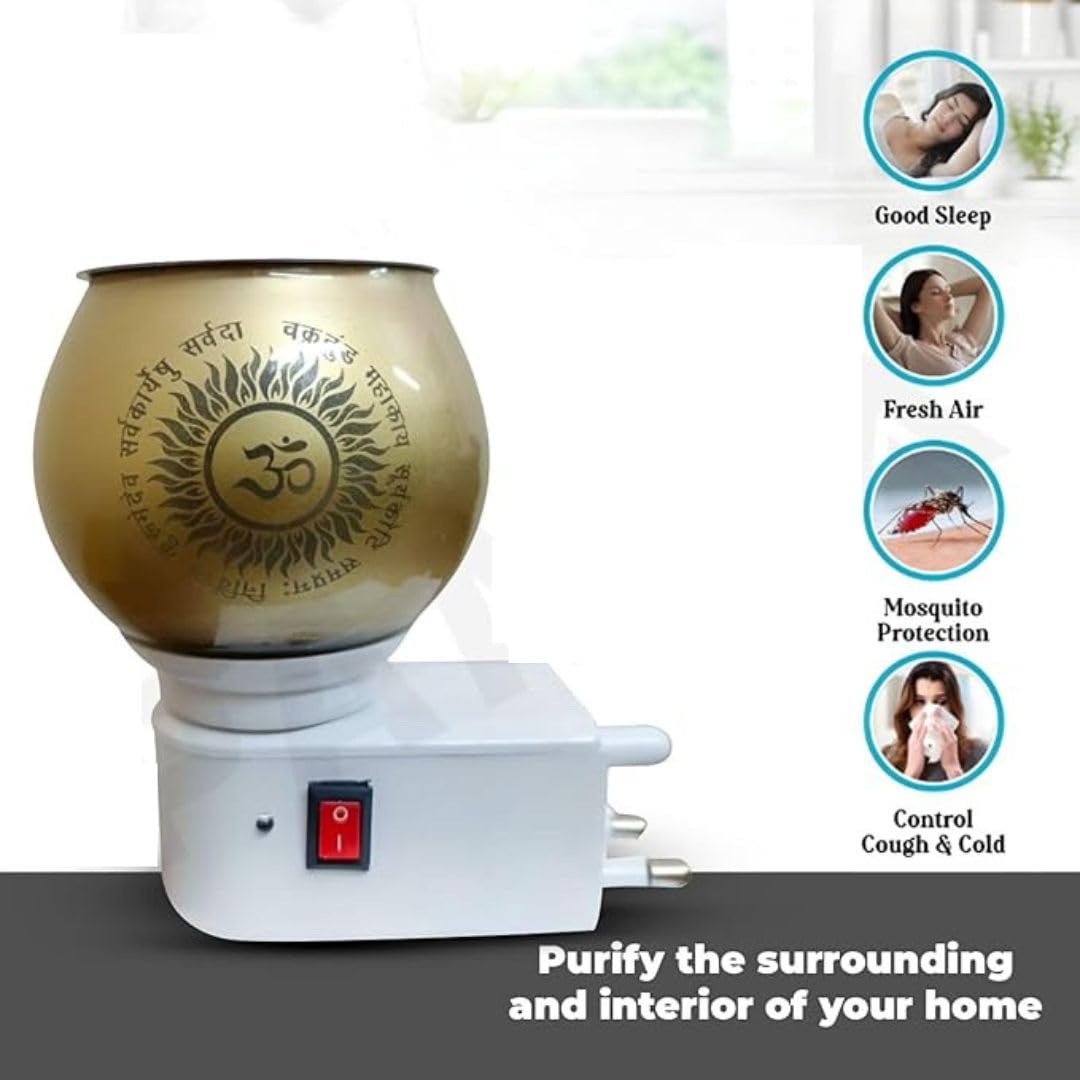 Orzinpro Ceramic Electric Kapoor Dani | Ganesh Ji Om Electic Camphor Burner | Multipurpose Incense Aroma Dhoop Dani | Camphor Bu