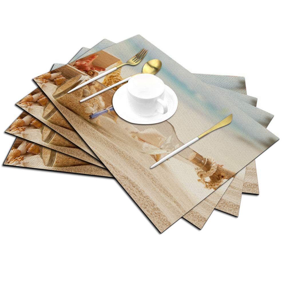 Starfish Placemats Set Of 4, Beach Starfish Mediterranean Placemats Heat Resistant For Dining Table Non-Slip 18X12 Inches