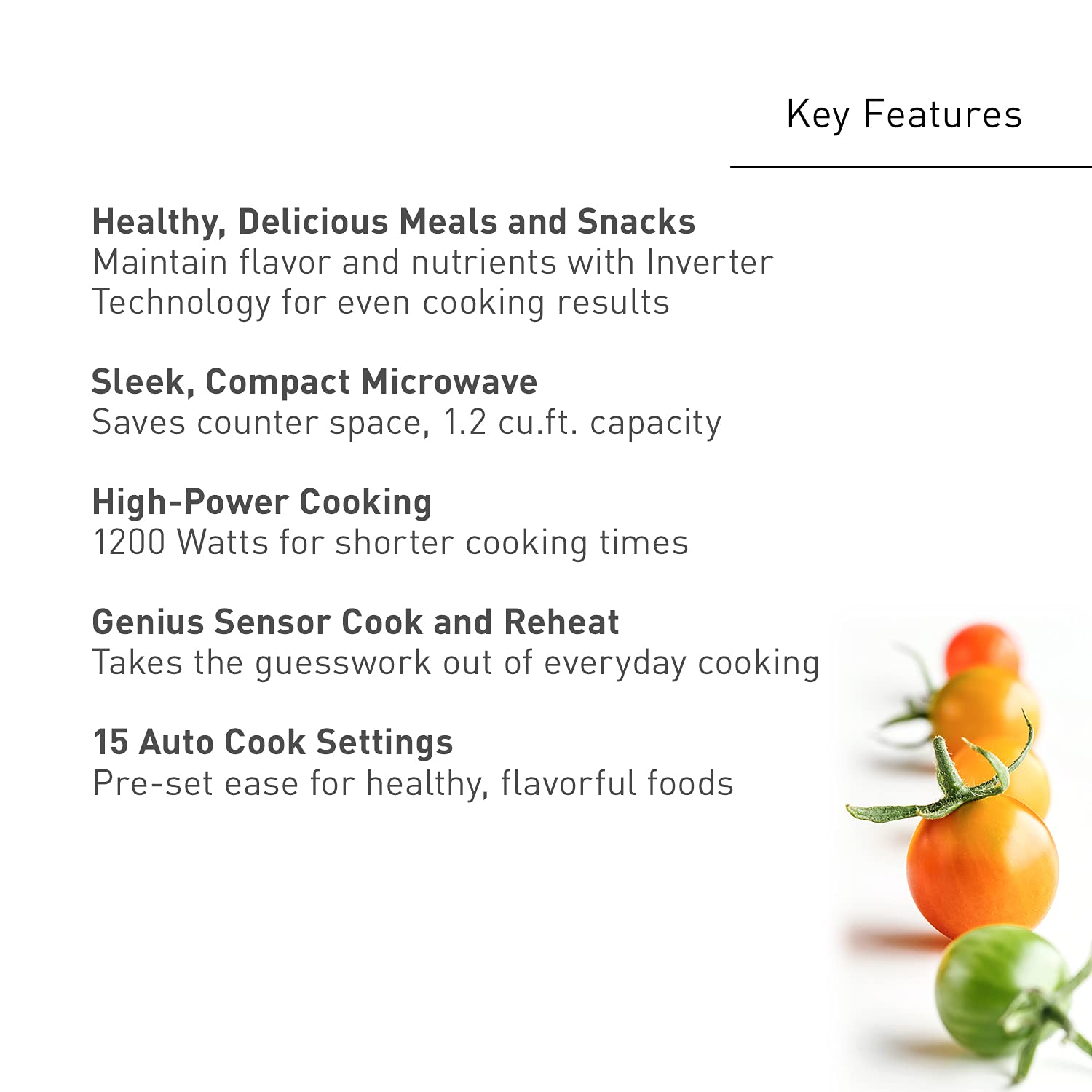 Panasonic Nn-Sn65Kw Microwave Oven With Inverter Technology, 1200W, 1.2 Cu.Ft. Small Genius Sensor One-Touch Cooking, Popcorn Bu