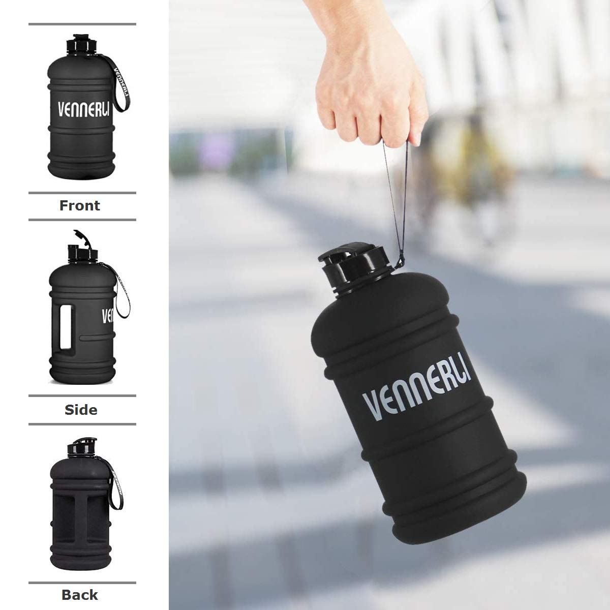 Vennerli Half Gallon Water Bottle 2.2L Large Sports Water Bottle With Handle 74Oz Bpa-Free Reusable Plastic Water Jugs Leakproof