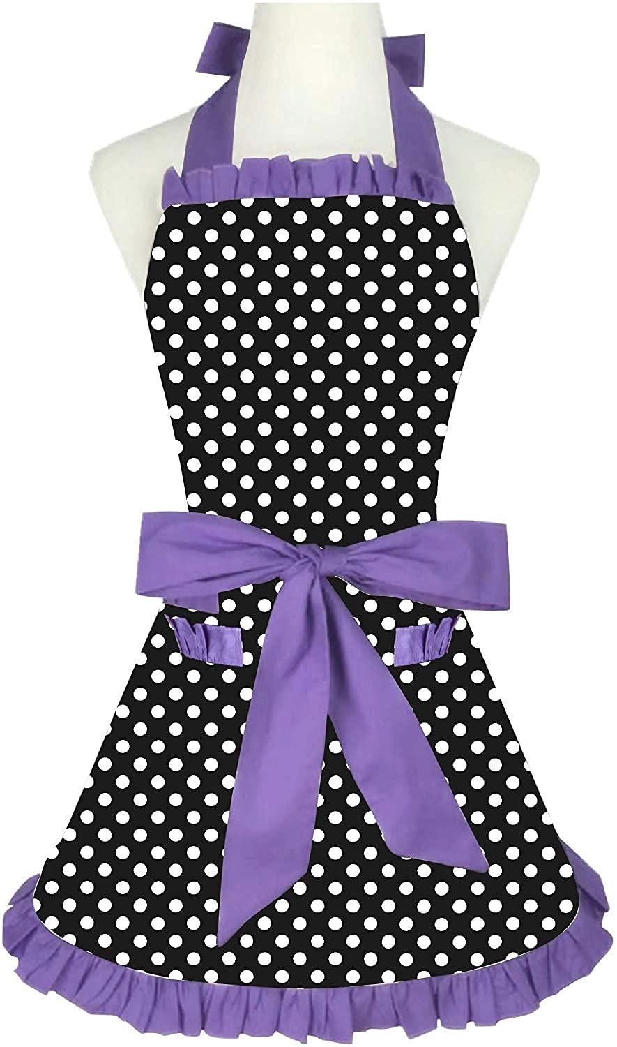 Rosielily Vintage Apron For Women Purple Apron With Pockets Retro Apron Cute Apron Kitchen Apron For Cooking Baking Flirty Dress