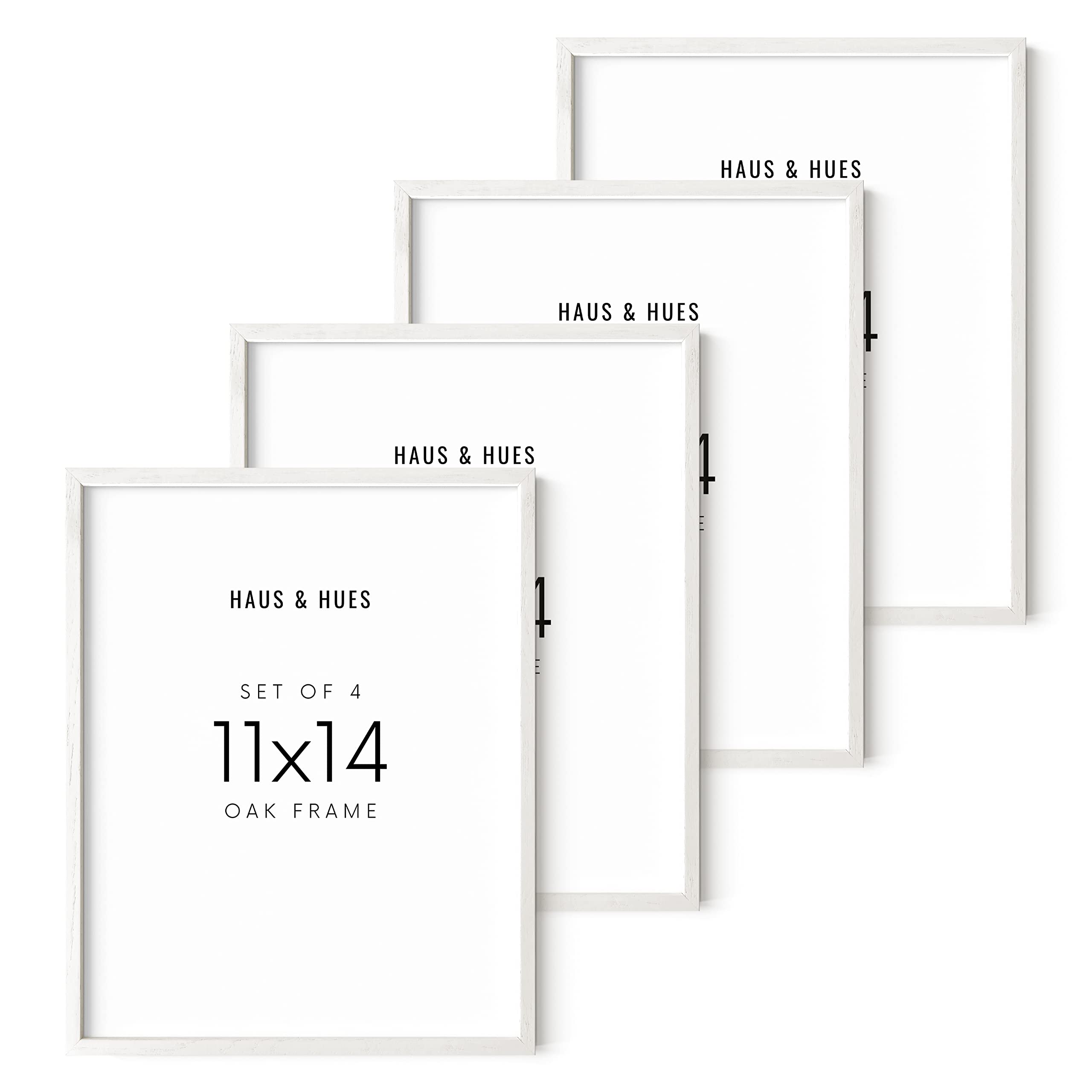 HAUS AND HUES 11x14 White Picture Frames Set of 4-11x14 White Frames Sets for Wall Collage, 11x14 Picture Frames and White Photo