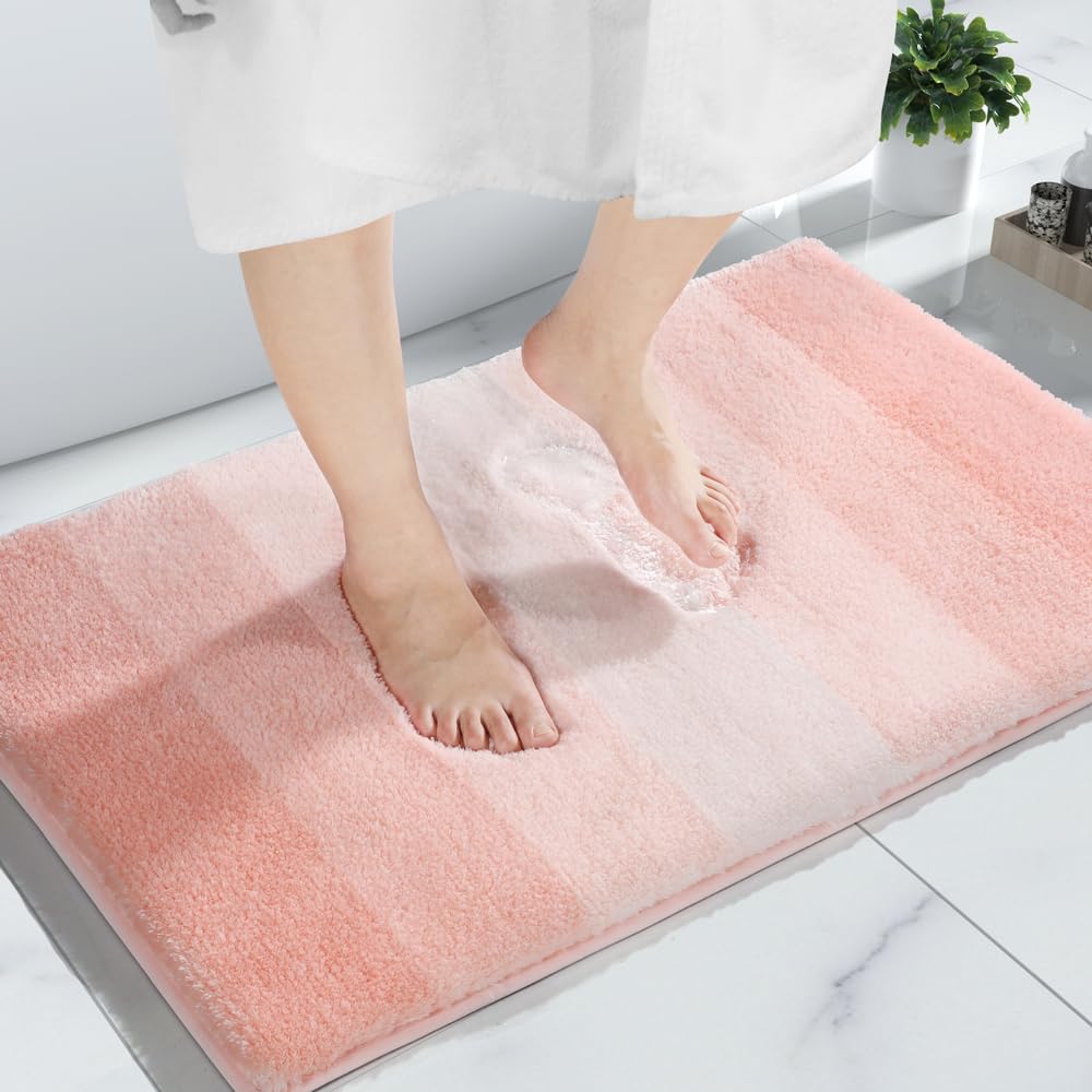 Yimobra Luxury Fluffy Bathroom Rug Mat, Extra Soft Comfortable Plush Absorbent Microfiber Bath Rugs, Thick Non Slip Shaggy Bath