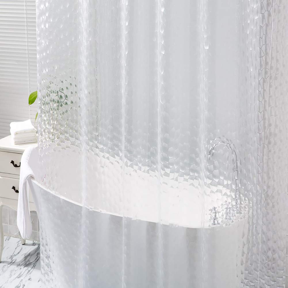 Ryhpez Clear Shower Curtain Liner Set with Hooks, 72"x72", Water Cube, Model SHO19A08_02_eo
