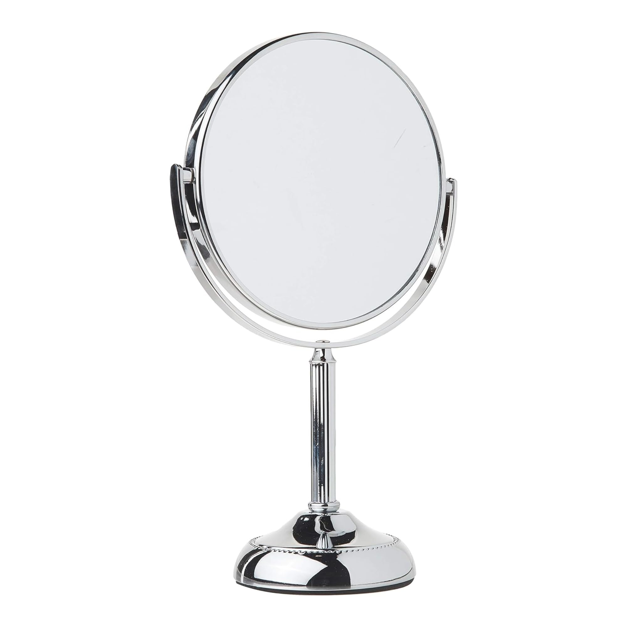 Jerdon Two-Sided Tabletop Makeup Vanity Mirror - 10X-1X Magnification & Swivel Design - 6-Inch Diameter Portable Mirror - Polish