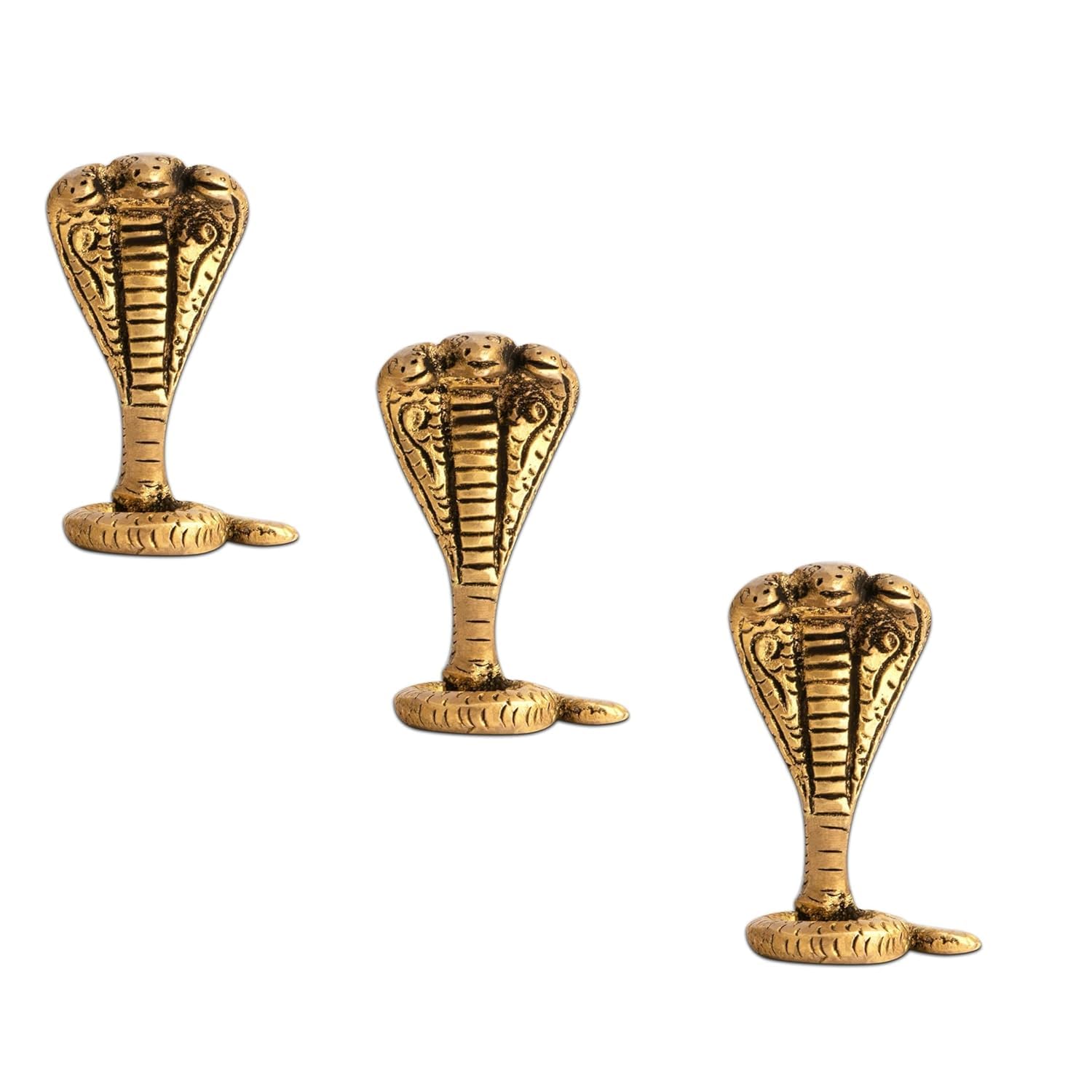 Brongs Brass Snake Statue | Height - 5 Cm Aprrox. | Weight - 20 Gram Approx. | Vastu Idol For Home And Office | Zonal Placement 