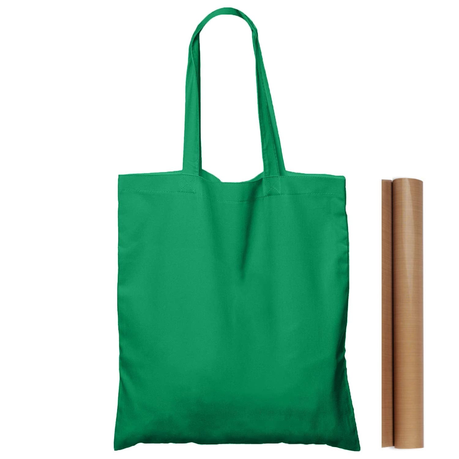 Npbag 25 Pack 15 ' ' X 16 ' ' Green Cotton Tote Bags, Blank Bulk Cloth Bags With 1Pc Of Ptfe Teflon Sheet