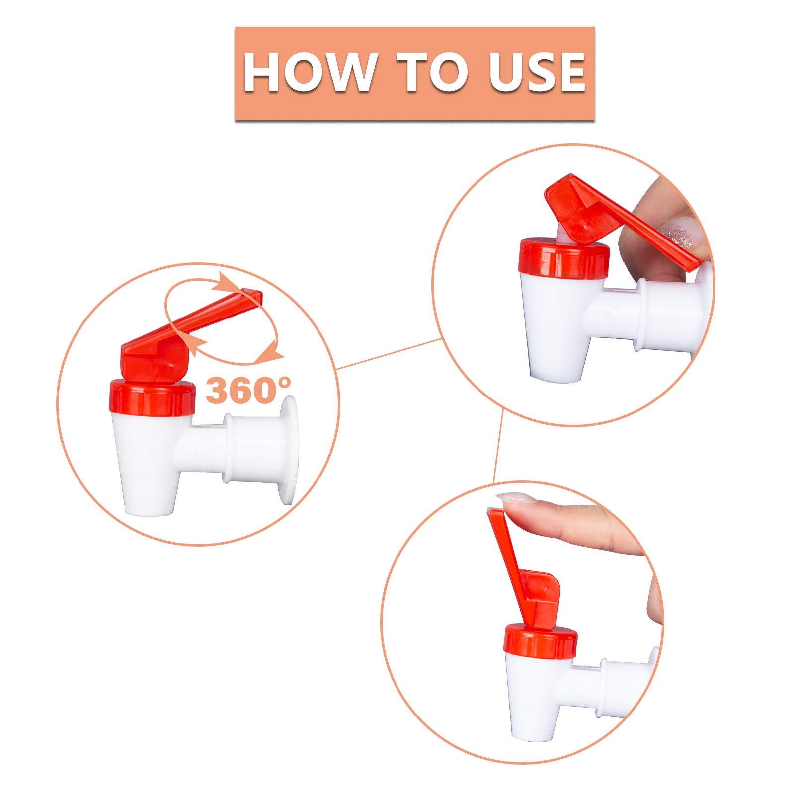 Ohoh 4 Sets Bpa-Free Replacement Cooler Faucet, 2 Blue And 2 Red Reusable Water Dispenser Tap Set, Internal Thread Plastic Spigo