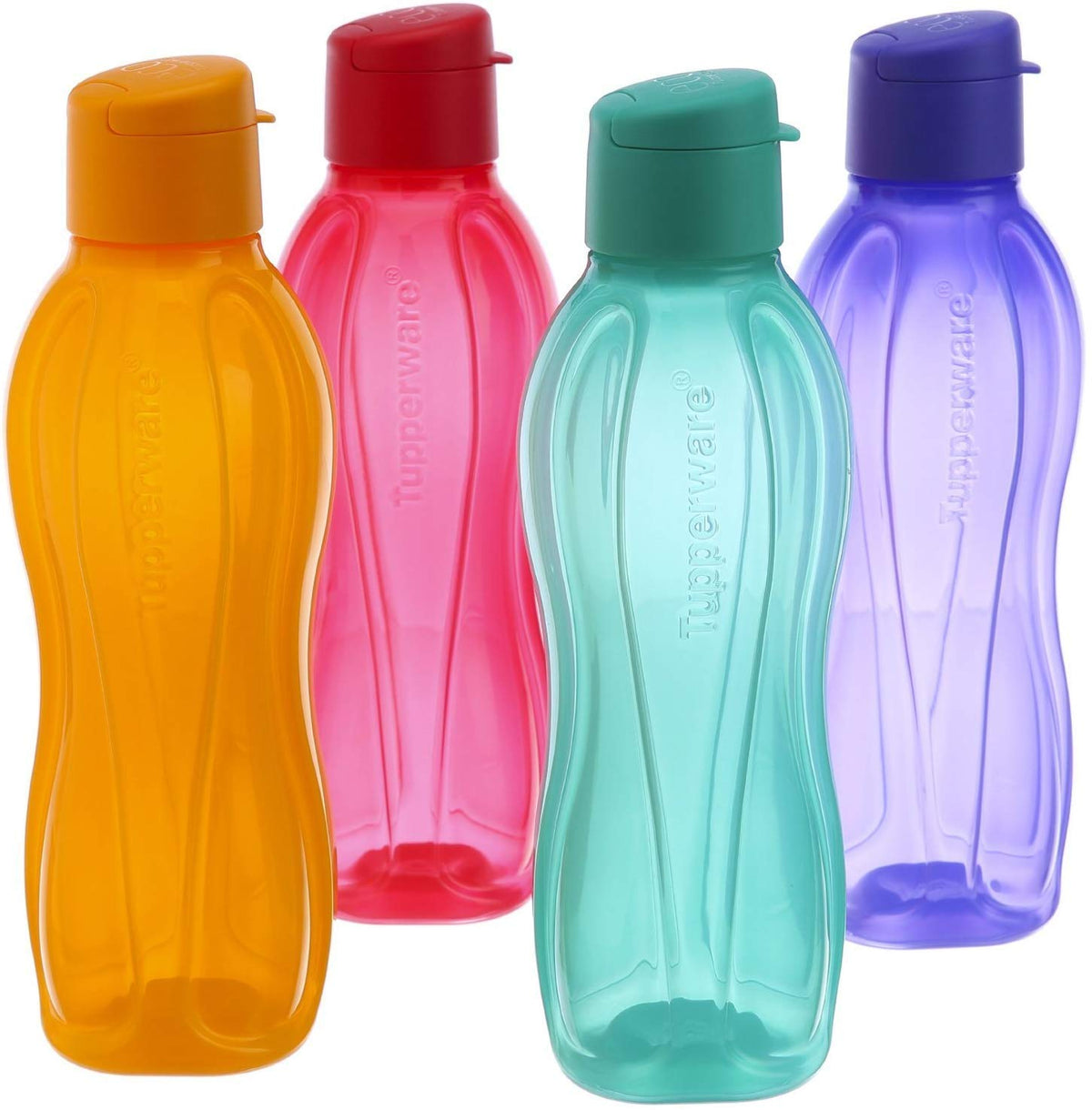 Tupperware Aquaslim Flip Top Water Bottle 750Ml - 4Pcs Set (Multicolor)