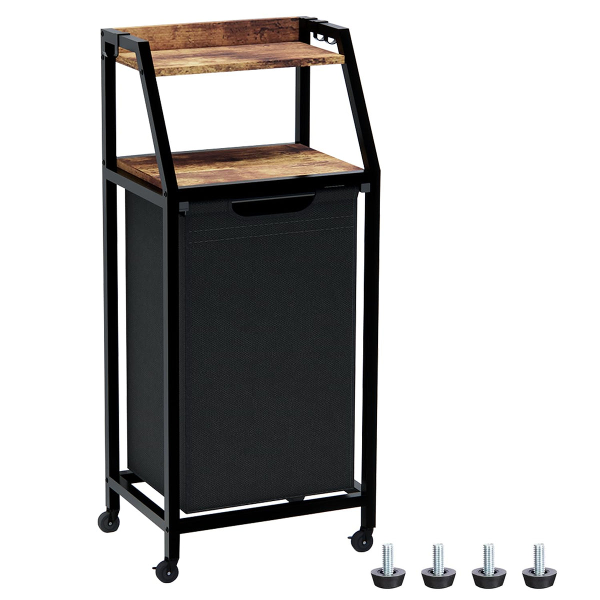Timberer Laundry Hamper, Laundry Sorter, Rolling Laundry Basket With Wheels, 2 Shelves, 18 Gal(68L), Pull-Out And Removable Laun