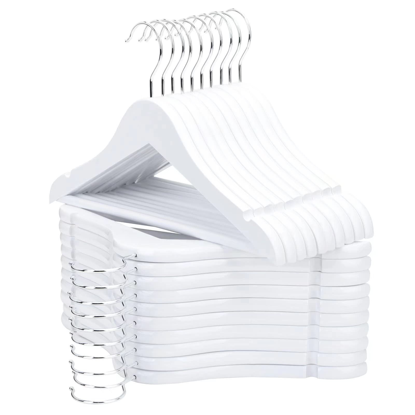 Fairyhaus Kids Hangers 20 Pack 12.8 Inch, Solid Wooden Baby Hangers For Closet, Anti-Rust 360 Swivel Hook, Notches & Smooth Fini