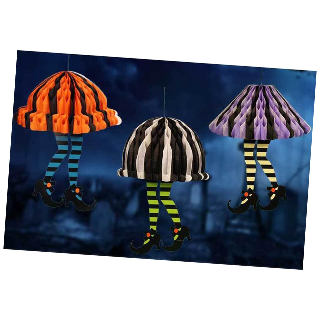 ABOOFAN Halloween Honeycomb Pendant Party Hanging Pendant Halloween Hanging Ornament Witch Legs Paper Ball Party Ornament Purple