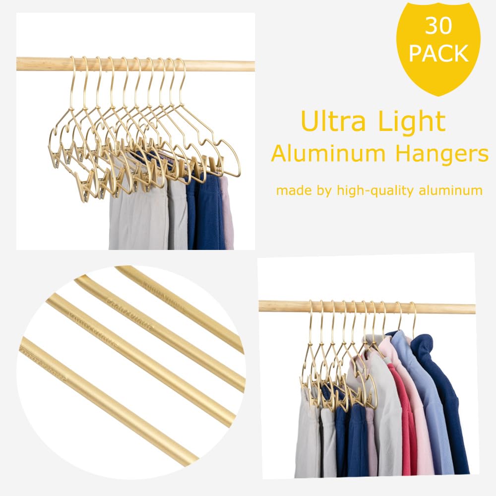 Koobay Premium 16.5    Matte Gold Metal Clothes Clips Hangers, Heavy Duty Skirt Slack Hangers, Metal Rack For Trousers Non Slip