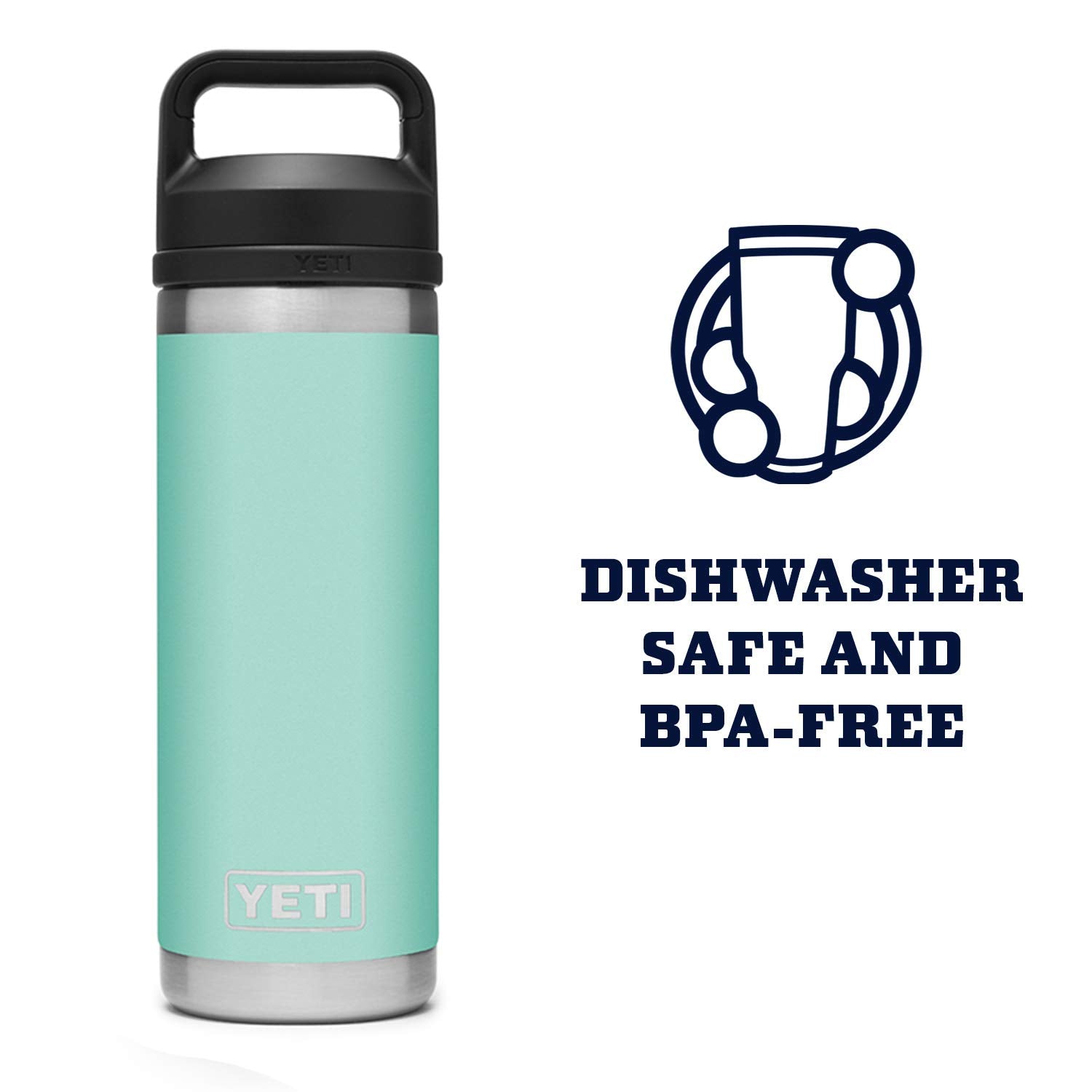 YETI Rambler 18 oz Bottle, Vacuum Insulated, Stainless Steel with Chug Cap, Seafoam