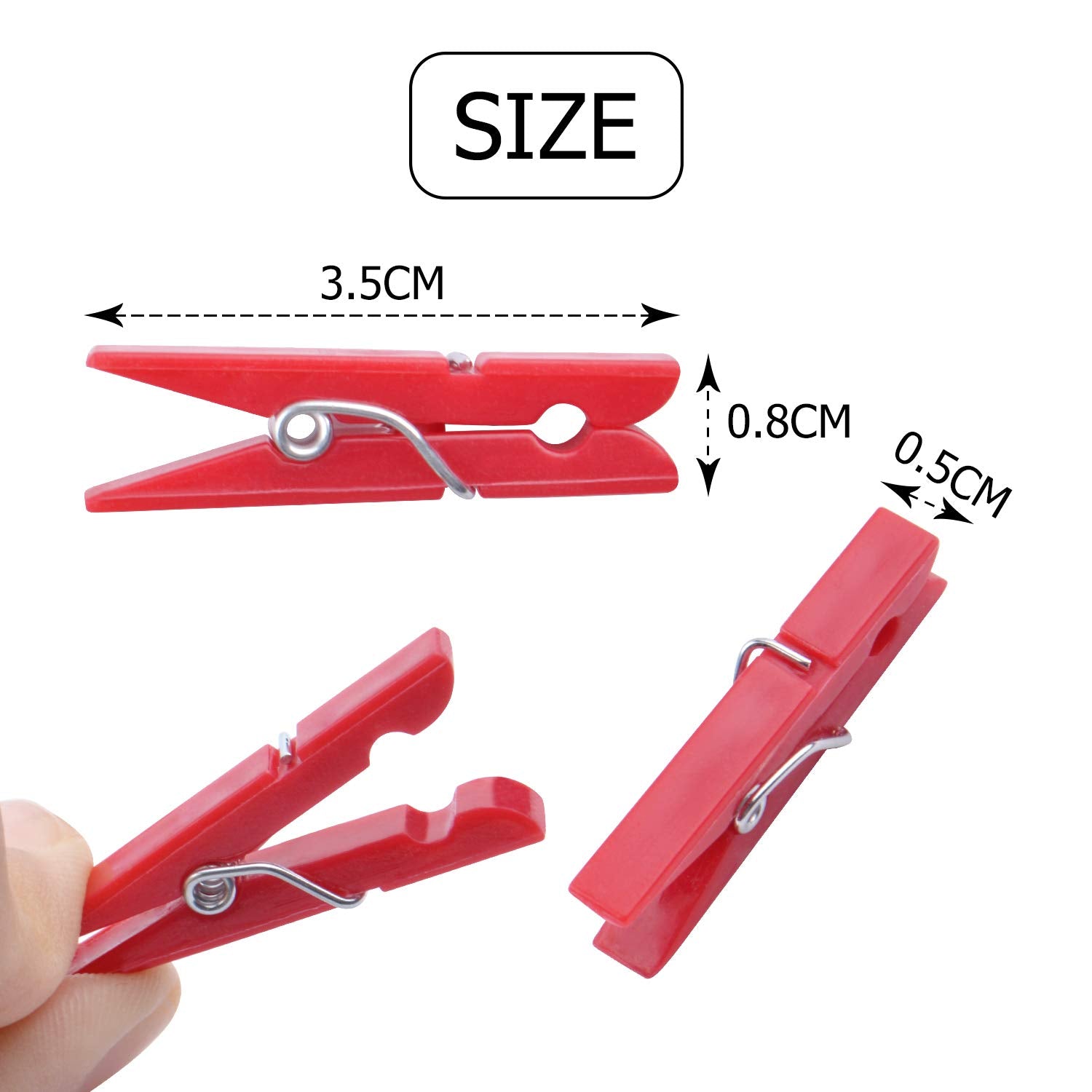 Jdesun 50 Pieces Photo Clips Mini Plastic Picture Paper Clip Clothespins Peg for Office Home Arts(Red)