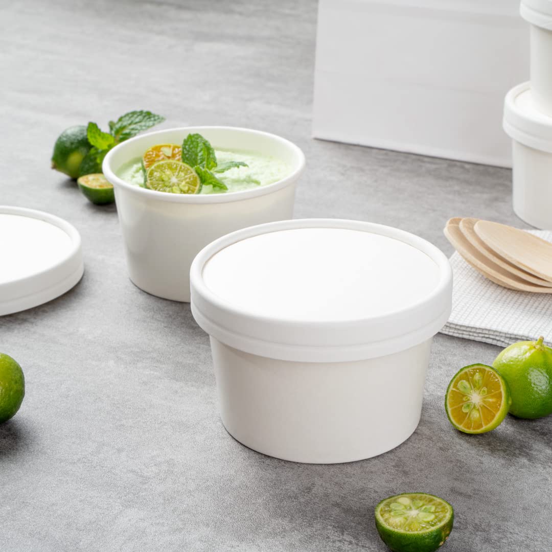 Lids Only: Coppetta Lids For 5 Ounce Ice Cream Cups, 50 No-Leak Lids For Treat Cups - Cups Sold Separately, For Hot And Cold Foo