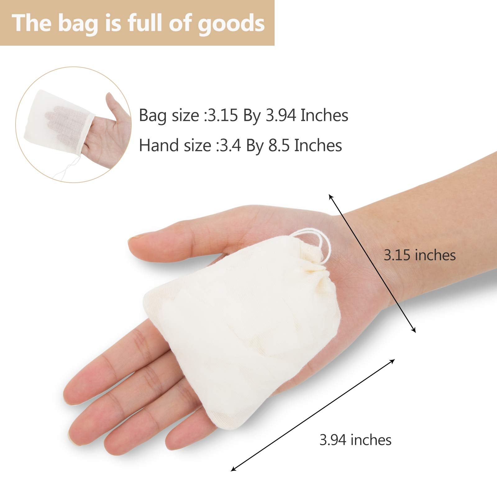 Chielor 50Pcs Cotton Muslin Bags-3.94 X 3.15 Inches Eco-Friendly Drawstring Bags For Reusable Sachet, Crafts, Teas, Spices, Soap