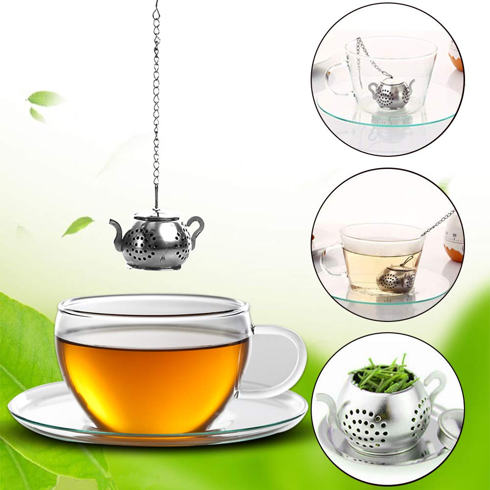 Cyimi Loose Leaf Tea Infuser, 4Pcs Tea Strainer Stainless Steel Tea Ball With Chain And Drip Trays, Small Tea Filter Set For Mug