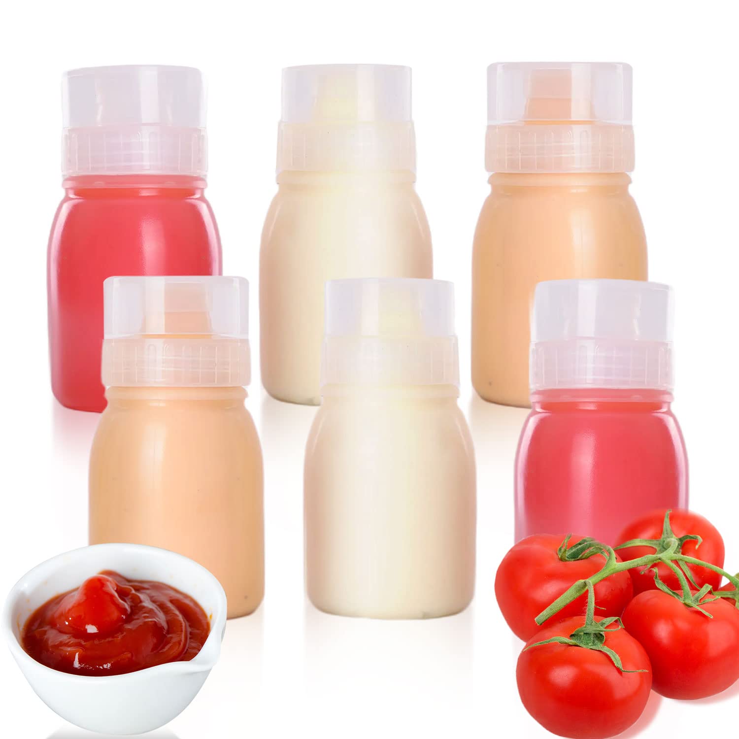 Ramfiyn Condiment Porous Squeeze Bottles, Small Salad Dressing Container, Squeeze Bottles For Sauces, Multi-Nozzle Salad Squeeze