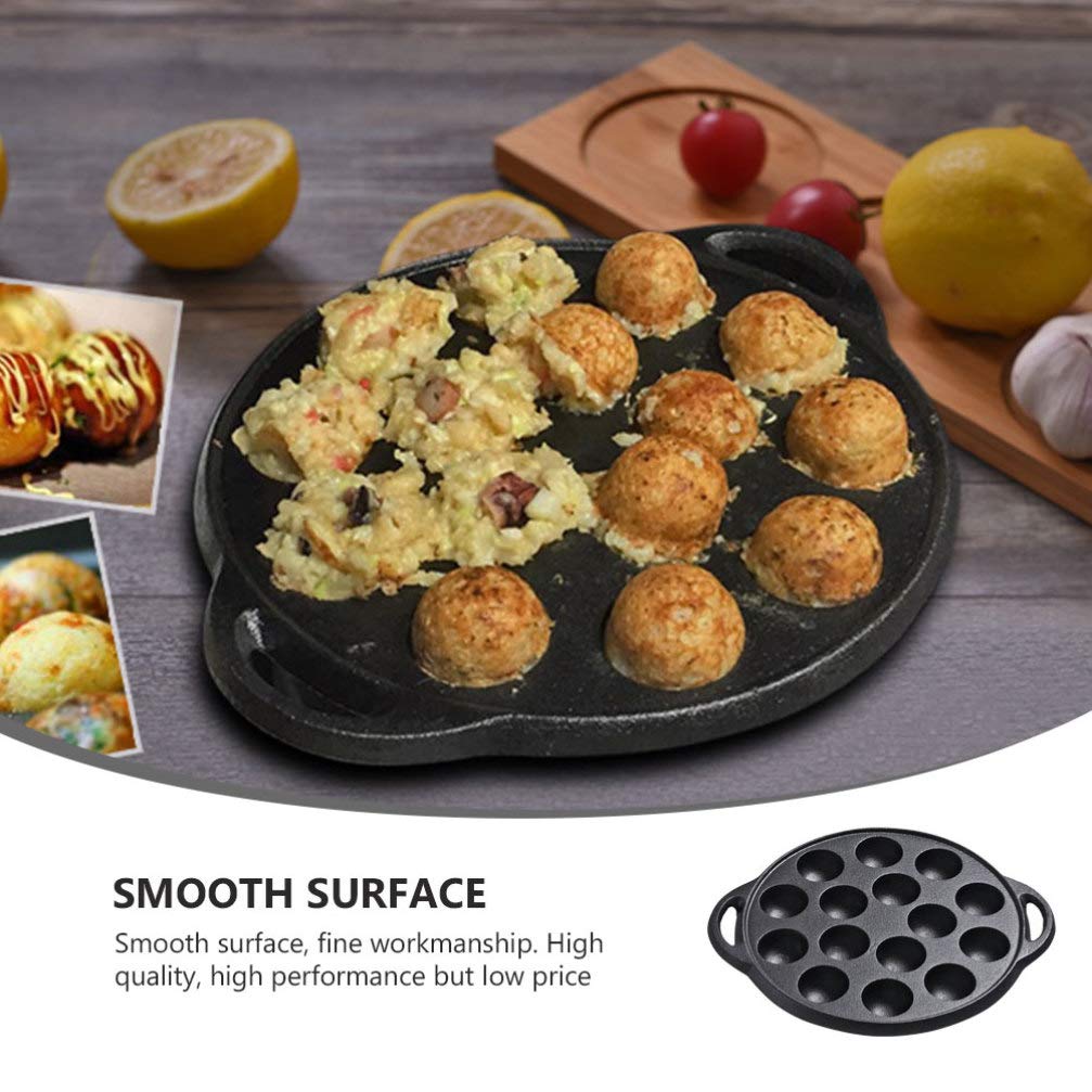 Cabilock Mini Cake Pans Cast Iron Snail Escargot Plate 15 Compartment Holes Black Pancake Mold