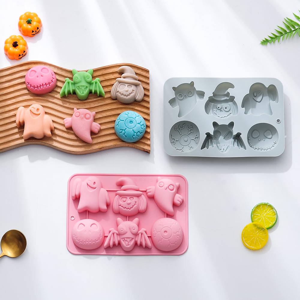 Cartoon Spooky Silicone Molds, 2 Pack Halloween Themed Elf Molds For Aromatherapy Candles Chocolate Pudding Dessert Jelly Handma