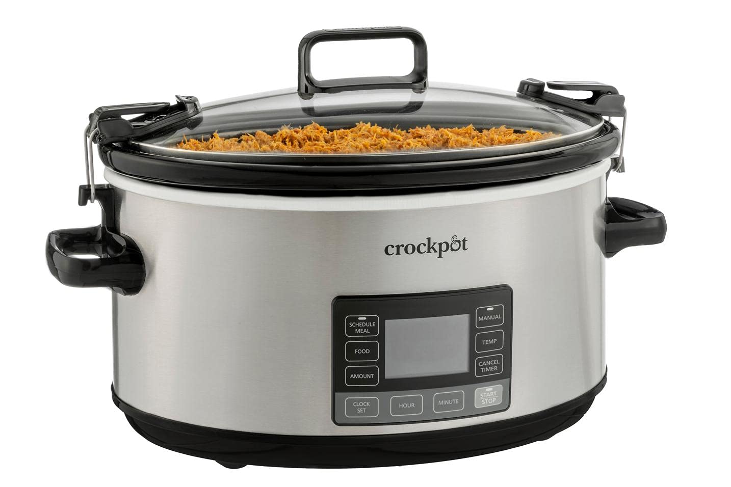 Crock-Pot 7-Quart Slow Cooker, Portable Programmable with Timer, Locking Lid, Stainless Steel; an Essential Kitchen Appliance, P