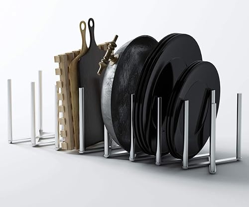 Brightmaison Bgt Stal Pots And Pans Organizer For Cabinet, Pot Lid & Plate Holder Adjustable Kitchen Organization Unit Stainless