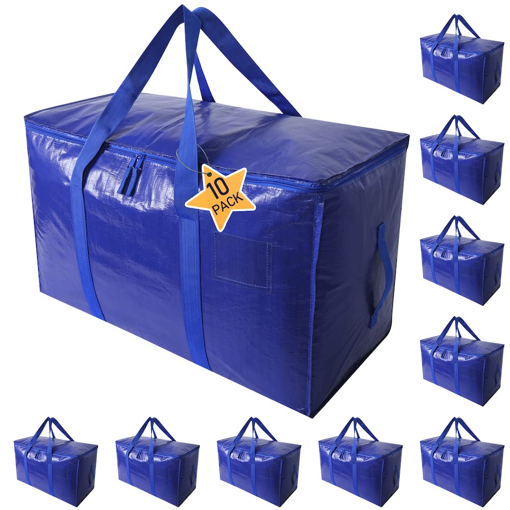 Moving Bags Heavy Duty Extra Large Cube Storage Tote For Space Saving, Traveling Organizer, With Zippers & Strong Carrying Handl