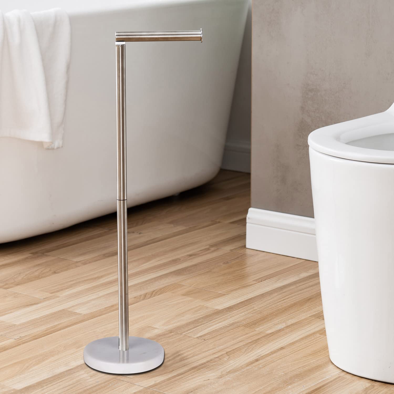 Songtec Toilet Paper Holder Stand, Free Standing Tissue Roll Holder, Heavy Natural Marble Base, Sturdy For 5 Toilet Paper Rolls
