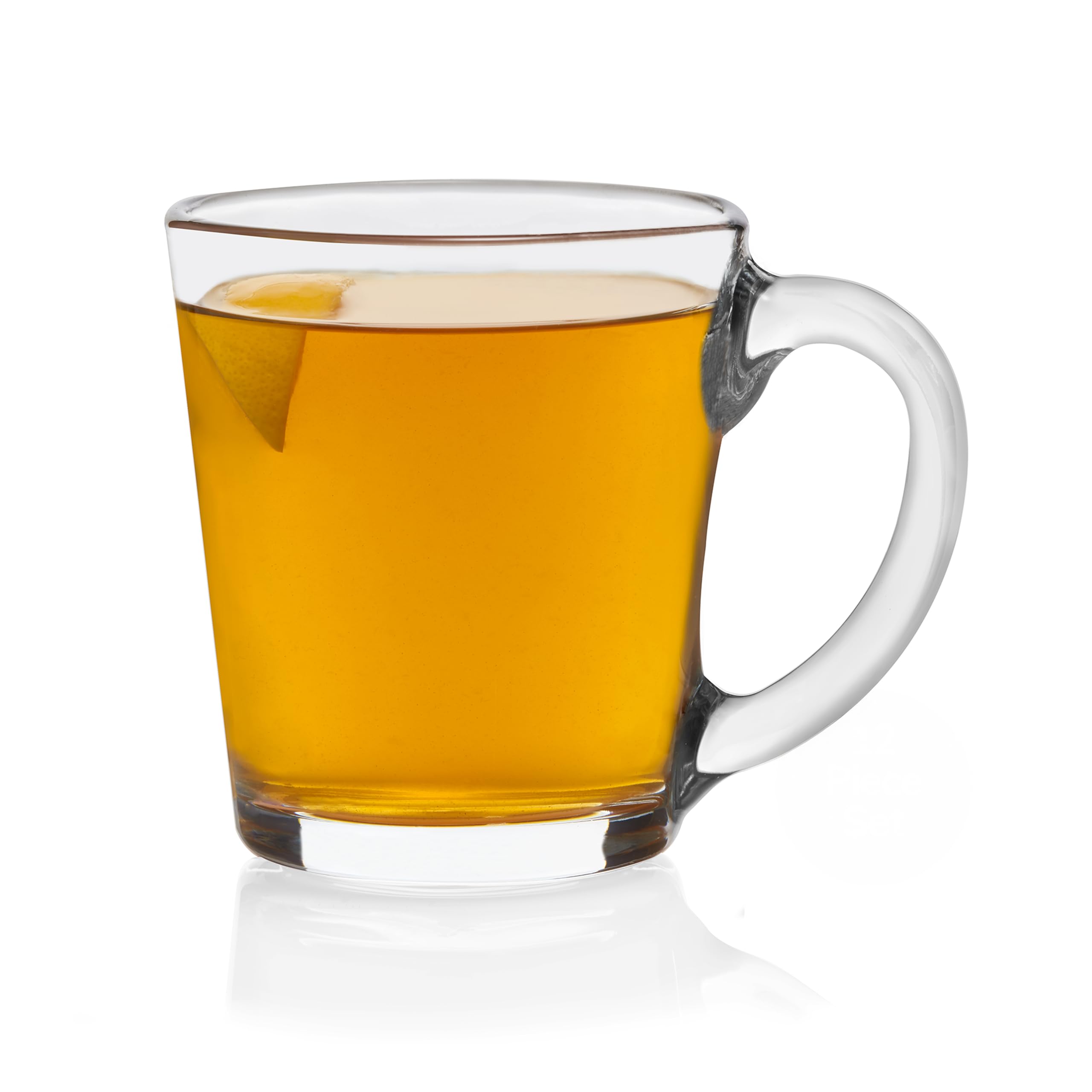 Libbey All Purpose Glass Mug Set of 12, 13.5 Oz Modern, Clear, Angled Shape Glass Coffee Mug Set with D Handle, Thick Tea Cups f
