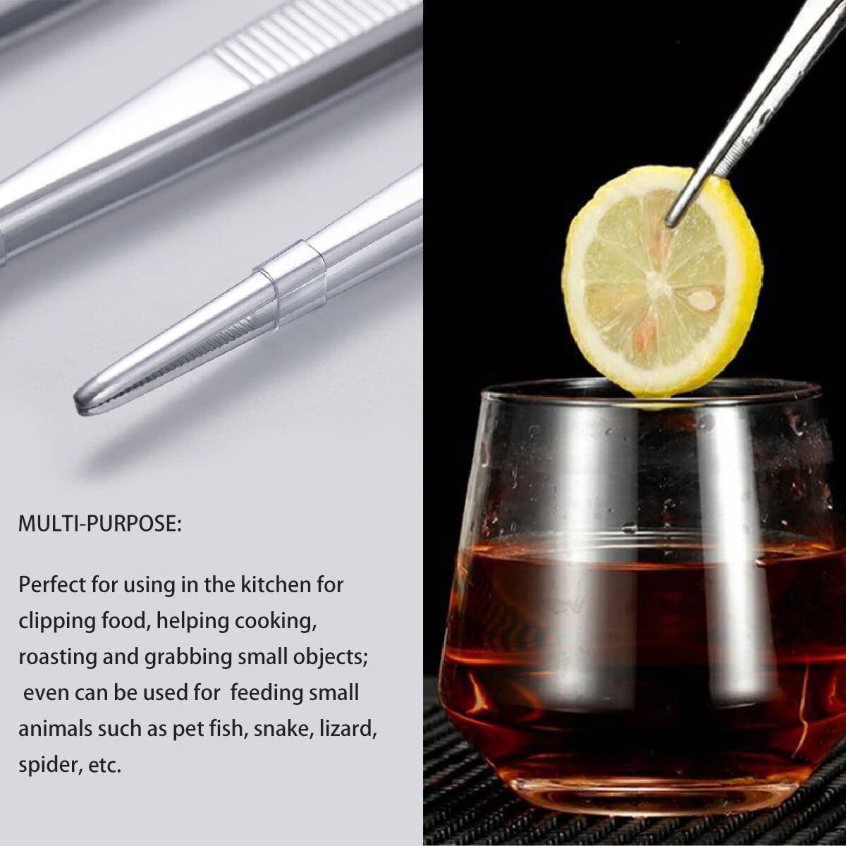Kitchen Tweezers Long Tweezers Set, Leefone 2 Pcs 12 Inch Stainless Steel Food Tweezers With Precision Serrated Tips For Cooking