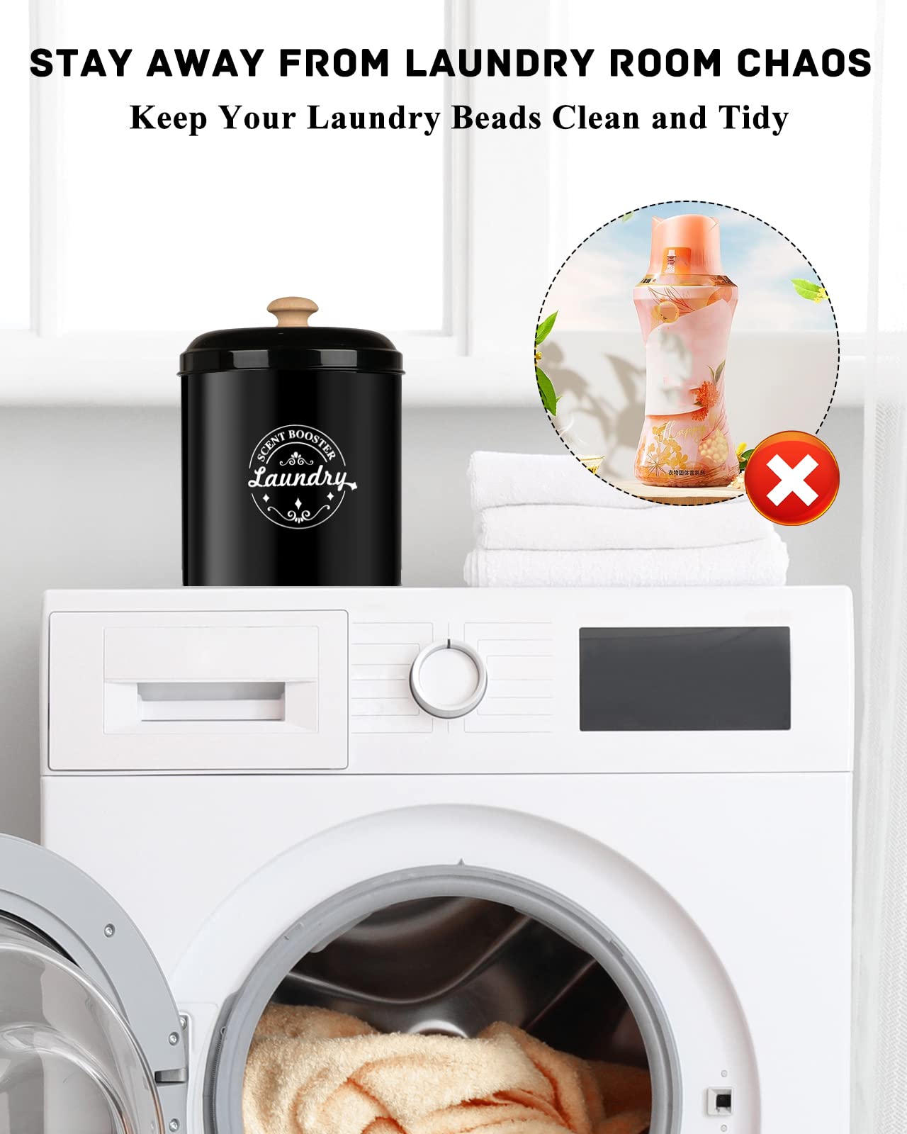 Laundry Scent Booster Beads Dispenser Container For Laundry Room Organization. Laundry Containers For Organizing With Lid. Metal