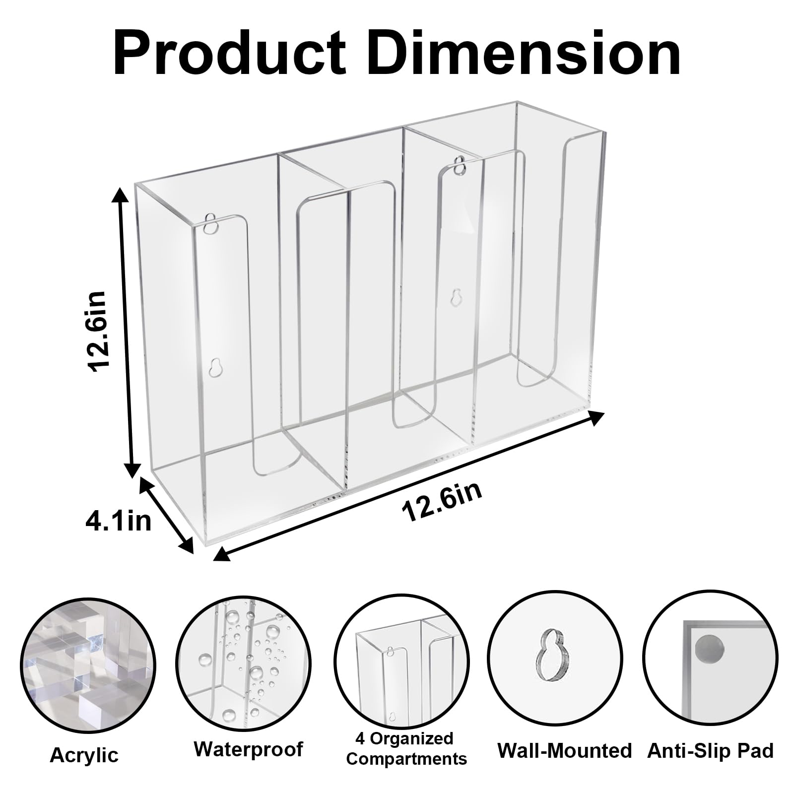 Coffee Cup Dispenser For Counter,Disposable Cup Lids And Straw Holder With 3 Compartments, Wall Mount Cup Holder For Plastic,Pap