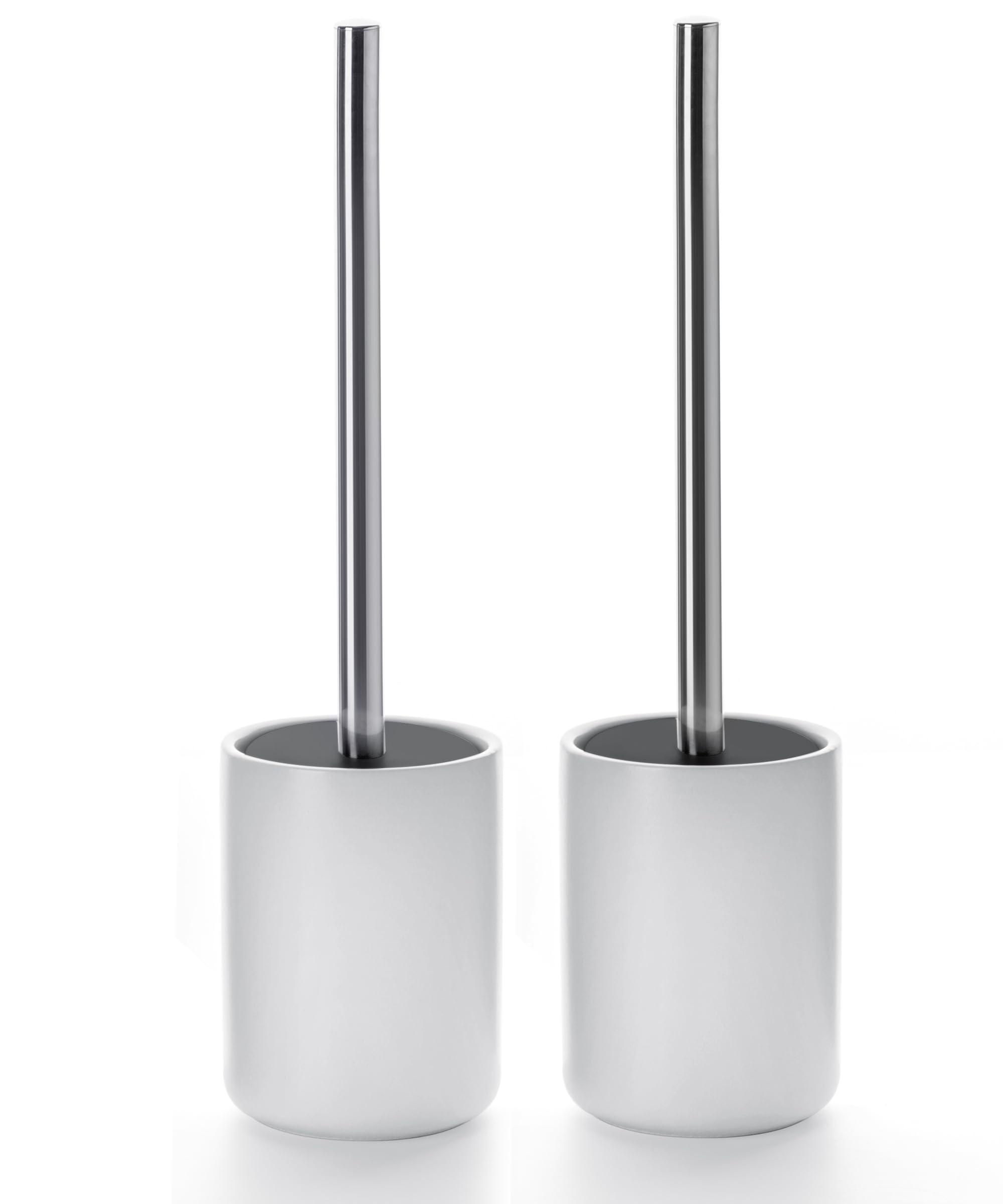 Viosuniu Ceramic Toilet Brush & Holder Set - Freestanding Deep-Cleaning Toilet Bowl Cleaner Brush, Stainless Steel Handle, Small